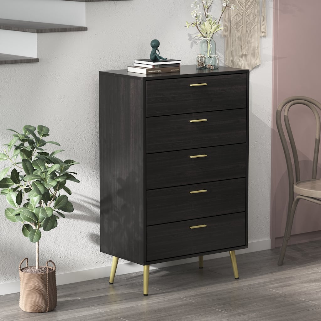 5 Drawer 27.4" W Chest&Dresser With Metal Legs
