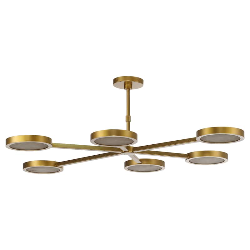 Perimost 52" Modern Gold 6-Light Stone LED Chandelier