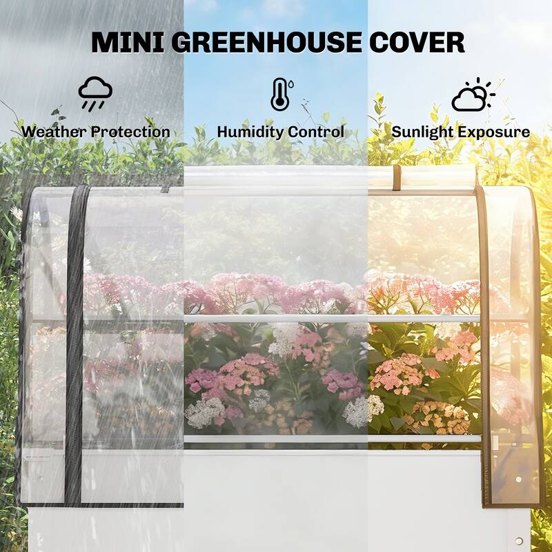 Outsunny Raised Garden Bed with Flip-Up Greenhouse Cover, Metal Elevated Garden Bed, 39.4" x 19.3" x 53.5"