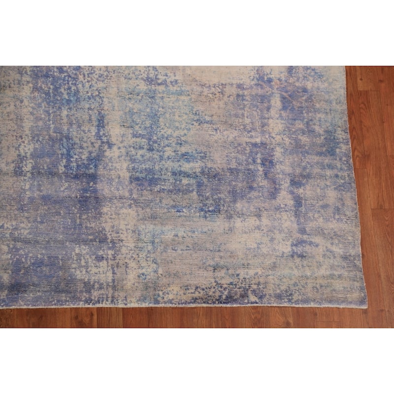 Abstract Indian Rug Hand-Knotted Multi-Color Wool Carpet - 8'11"x 11'11"