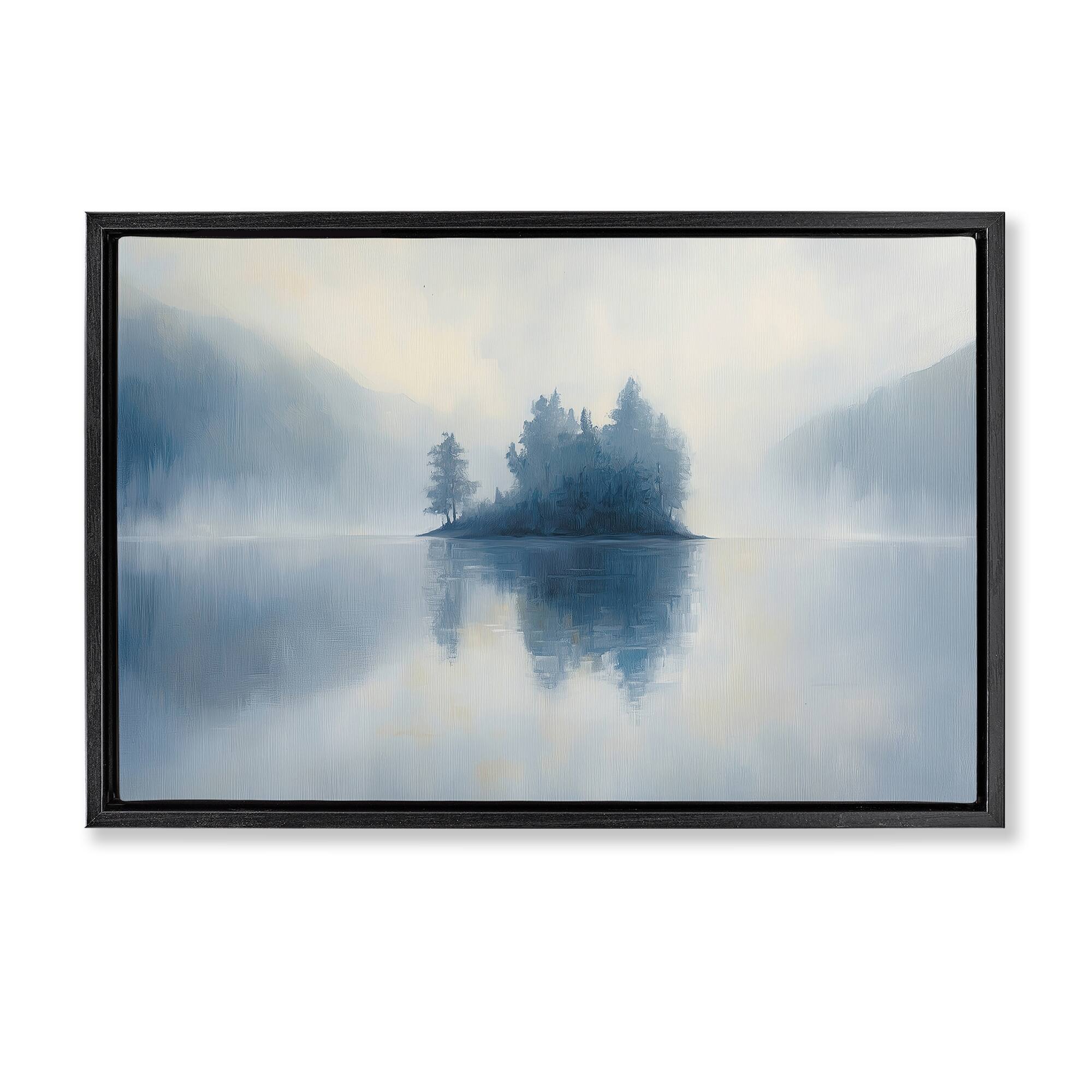 Stupell Blue Misty Island Landscape Framed Floater Canvas Wall Art Design By Gina Kelly