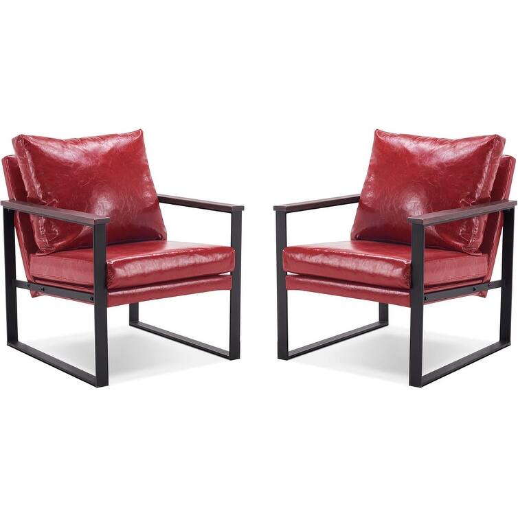 MCombo set of 2 Modern Accent Chair with Upholstered Cushion, Faux Leather HQ304