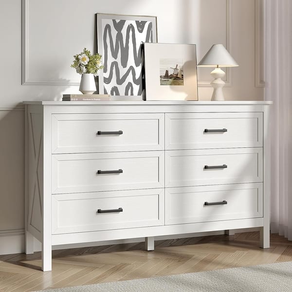 Rustic 6-Drawer Wood Dresser with Vintage Design for Bedroom Storage ...