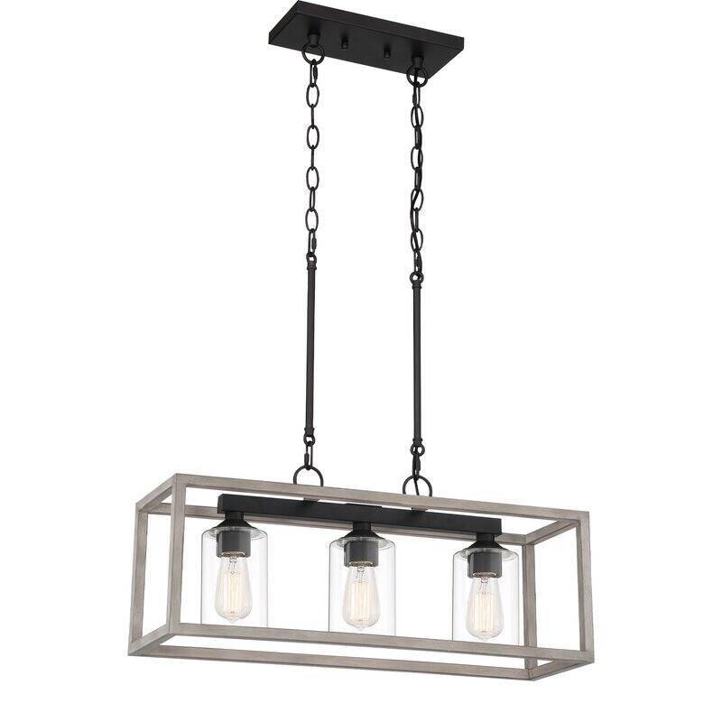 Moulins 3-ight Linear Modern Farmhouse Rectangle Chandelier with UL Certified - 25in