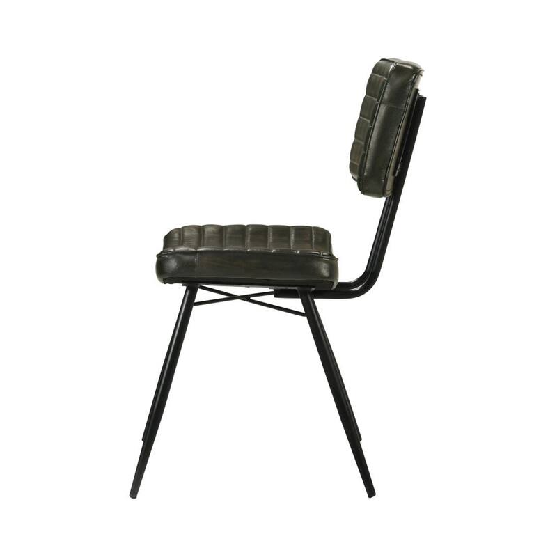 Set of 2 Leather Upholstered Dining Chairs, Espresso and Black
