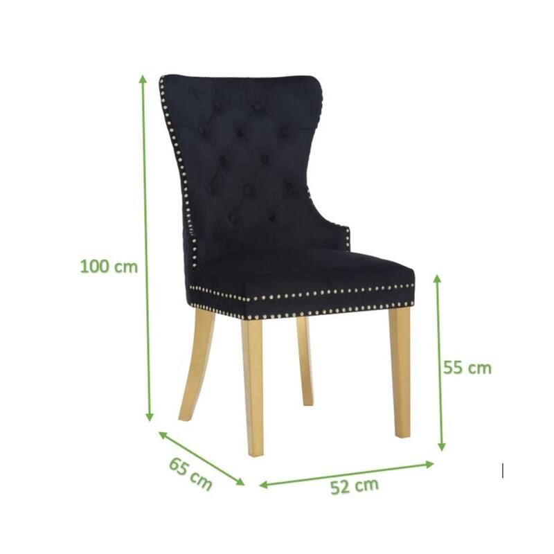 Modern Set of 2 Dining Chairs with Button Tufted Upholstered Back, Nailhead Trim, Stainless Steel Legs for Dining Room
