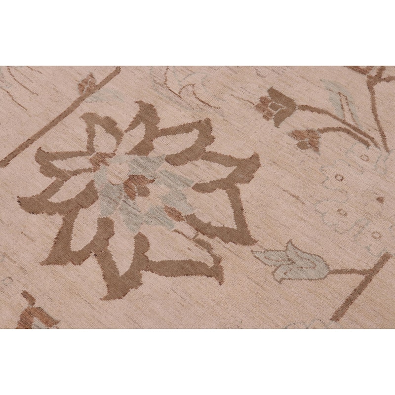 Bohemian Ziegler Zora Tan Green Hand-Knotted Wool Rug - 13'3'' x 17'9''
