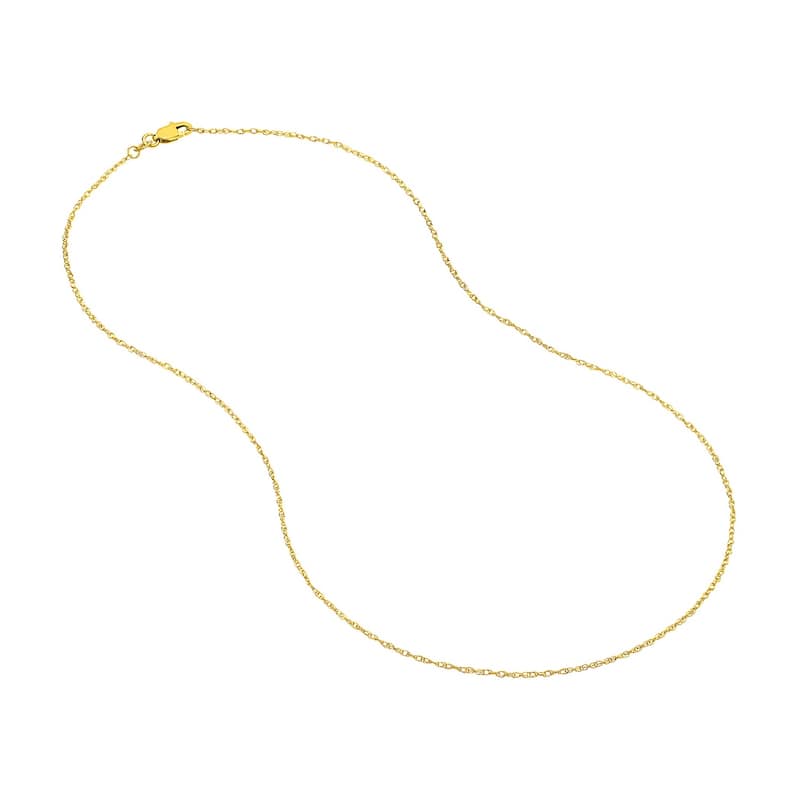 Curata 10k Yellow Gold 1.2mm Light Weight Rope Chain Necklace (Lobster)