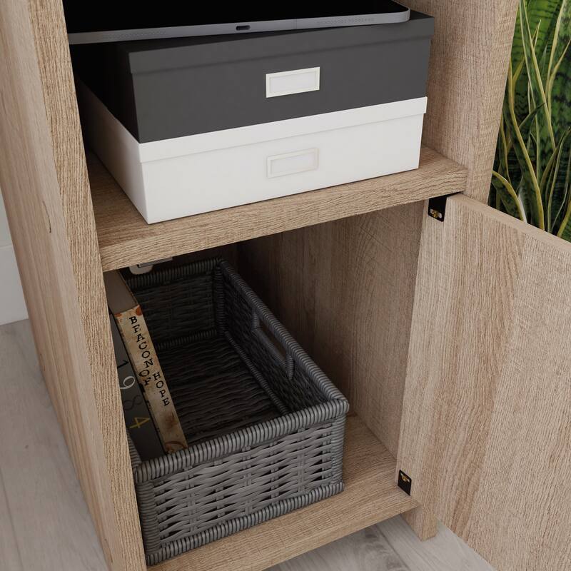 Engineered Wood Transitional Desk with Storage