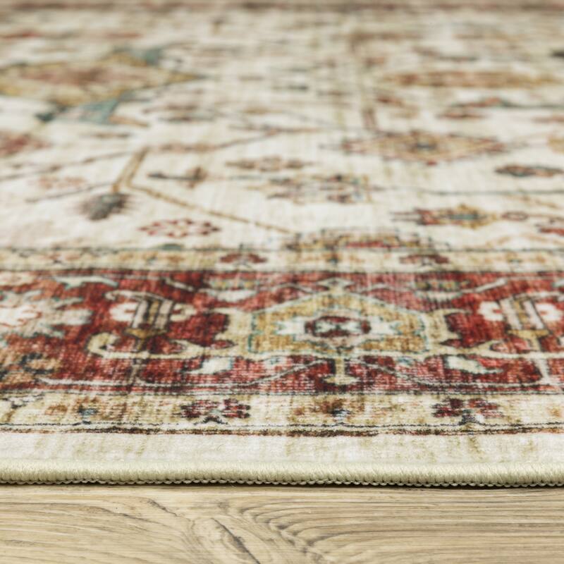 Vista Home Sunderland Vintage Bordered Machine Washable Area Rug Mat
