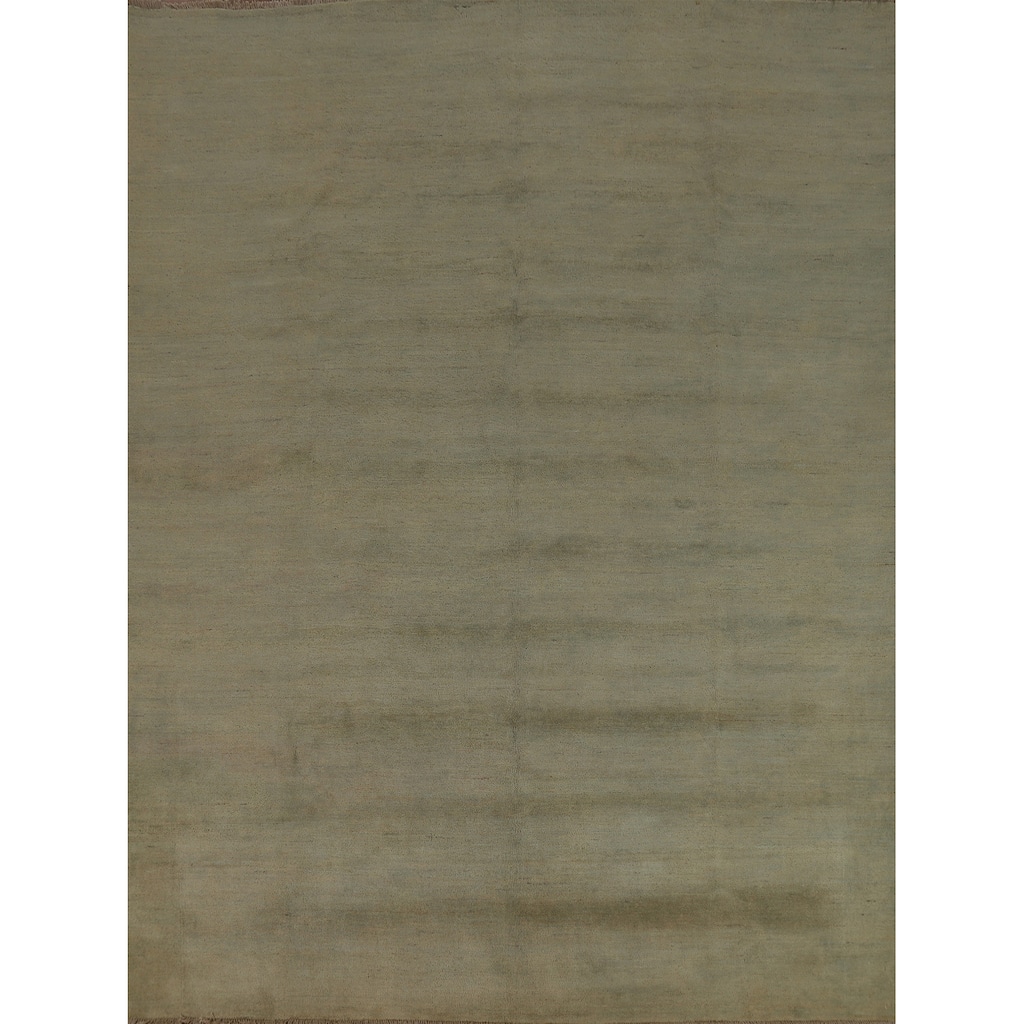 Green Modern Gabbeh Oriental Area Rug Handmade Wool Carpet - 7'9" x 9'7"