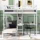 preview thumbnail 2 of 12, Convertible Loft Bed with L-Shape Desk, Twin Bunk Bed with Shelves, Ladder, and Foldable Lower Bed, Space-Saving Design, White