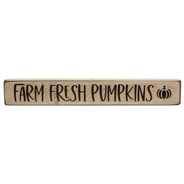 slide 1 of 1, Farm Fresh Pumpkins Engraved Block 12" - 12" x 0.75" x 1.75" Ivory