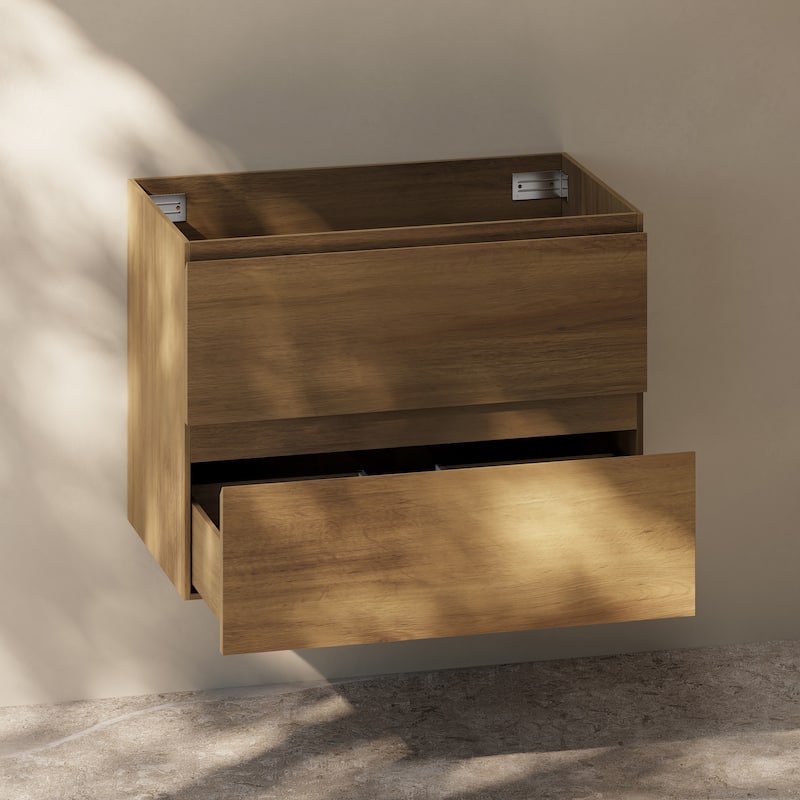 Liberte 30" Wall-Mounted Bathroom Vanity Cabinet Without Top In Brown Oak - 30