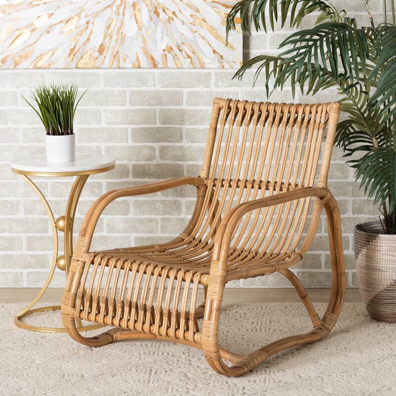 Blanca Modern Bohemian Natural Rattan Accent Chair
