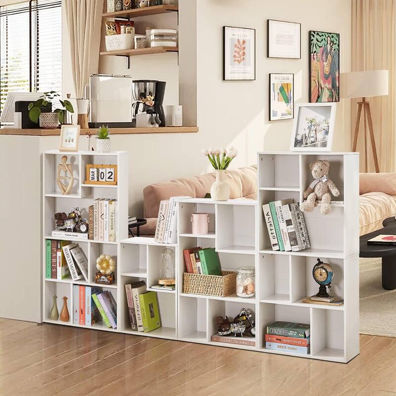 VECELO Wide Wood Organizer Bookcase Sets
