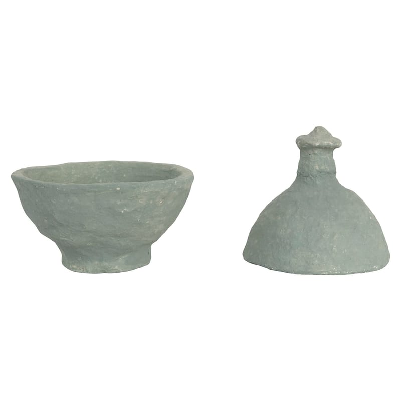 Decorative Handmade Paper Mache Dish with Lid