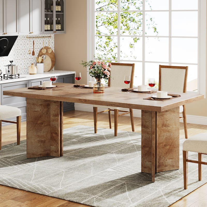 Farmhouse Wood Rectangular Dinner Dining Table for Kitchen Dining Room