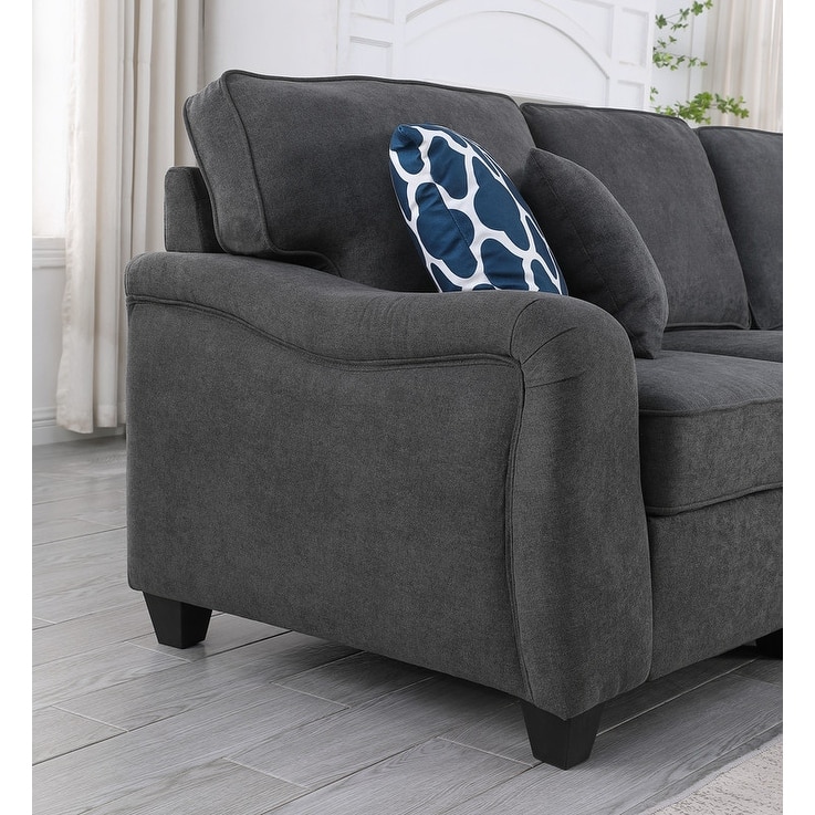 Leo Dark Gray Woven 8Pc Modular L-Shape Sectional Sofa and Ottoman