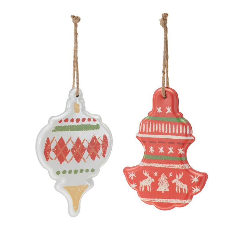 Metal Ornament with Nordic Pattern (Set of 4) - N/A