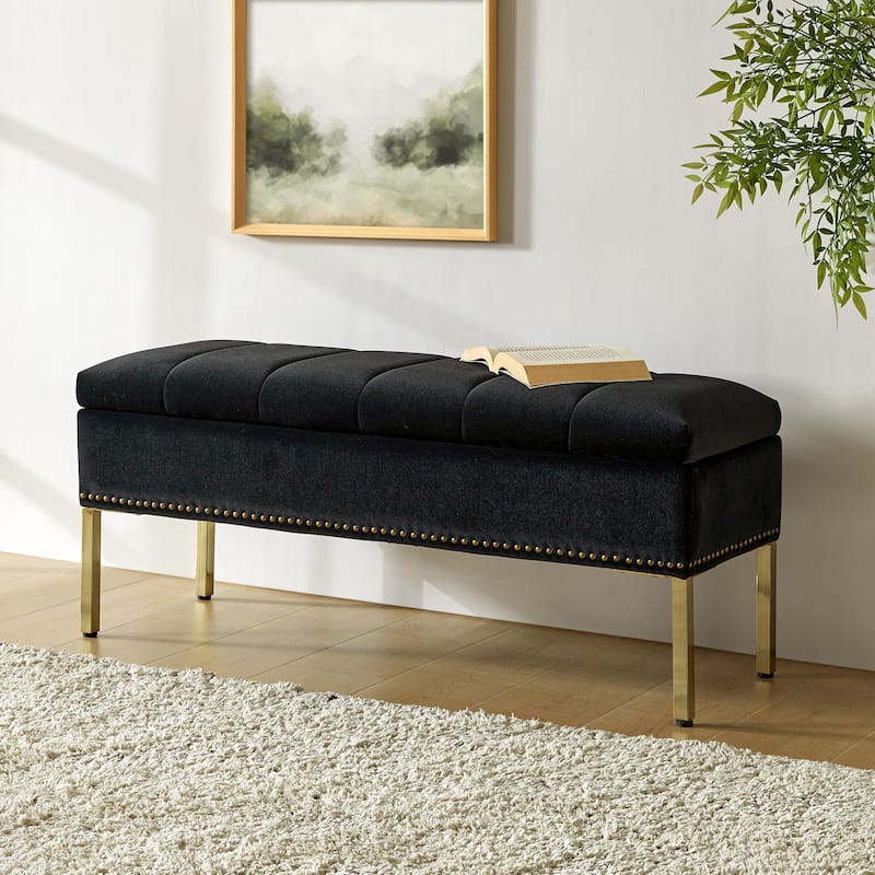 Egmont Contemporary Velvet Flip-Top Storage Bench by HULALA HOME