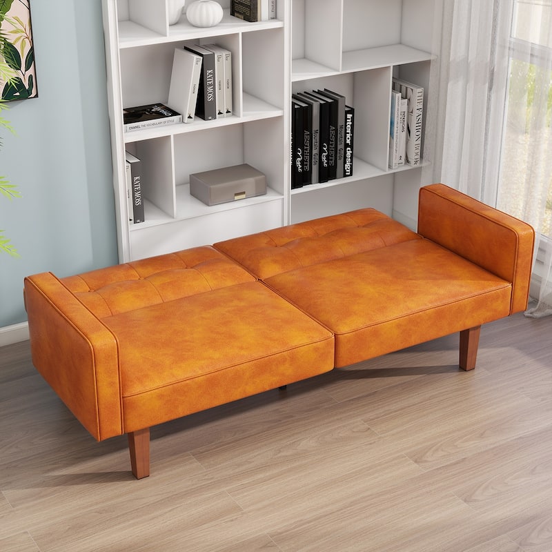 68 in. Twin Size Convertible Sofa Bed Couch w/ Tufted Adjustable Backrest, 5 Colors Optional - 22.44"D x 68.11"W x 28.74"H