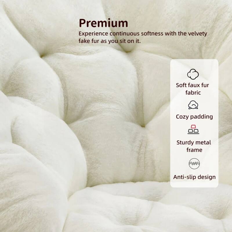 Faux Fur Folding Saucer Chair, Comfy Lounge Chairs for Bedroom Living Room Flexible Folding Seating
