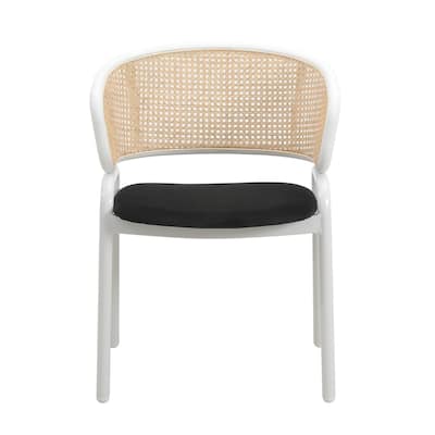Velvet Dining Chairs Set of 2 with Rattan Back, Metal Legs, Comfortable Kitchen Seating - 22