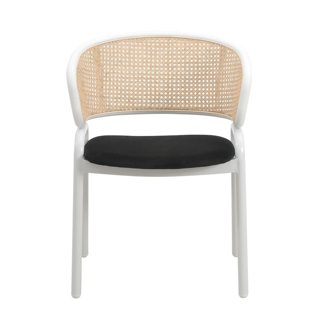 Velvet Dining Chairs Set of 2 with Rattan Back, Metal Legs, Comfortable Kitchen Seating - 22
