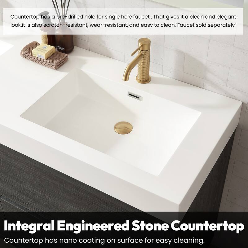 Huesca Bath Vanity with Composite Integral Sink Top without Mirror