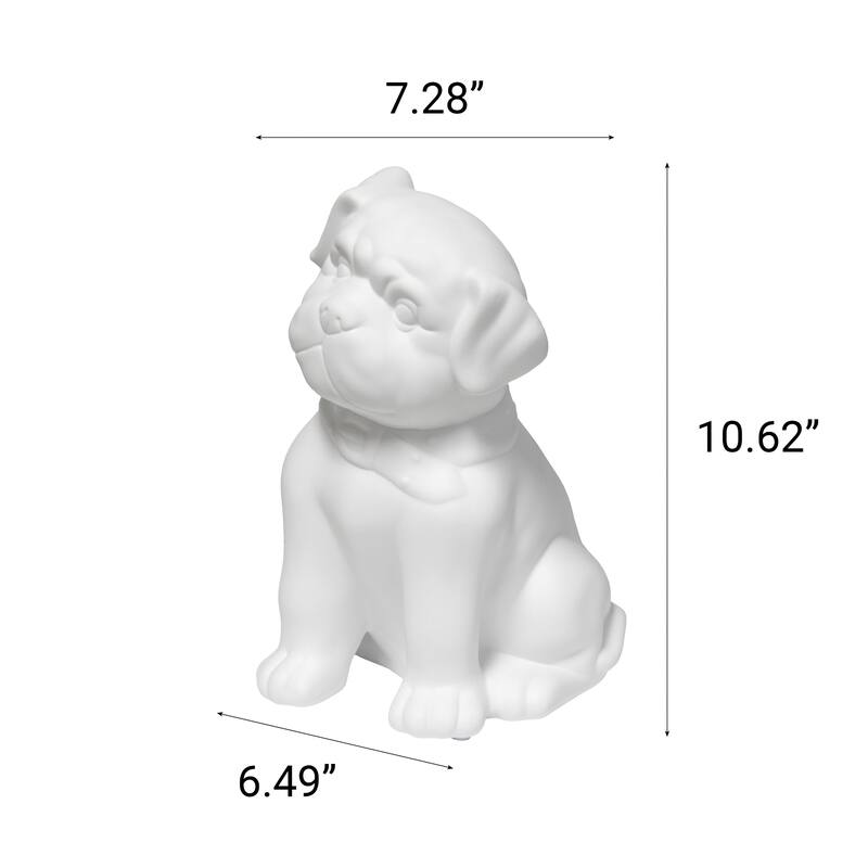 Canine Dog Porcelain Table Lamp - 10.5" - White