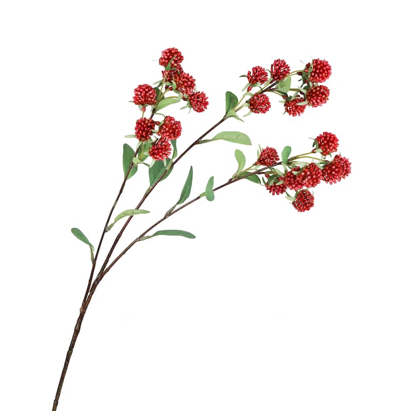 Set of 4 Red Artificial Wild Berry Flower Stem Spray 30in - 30" L x 6" W x 6" DP