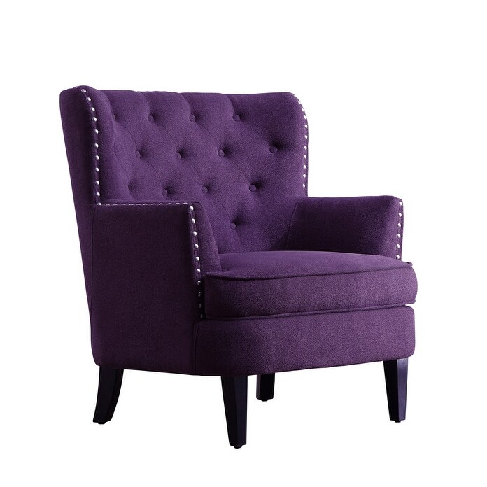 Moser Bay Mignon Velvet Linen 30 Wide Tufted Wingback Accent