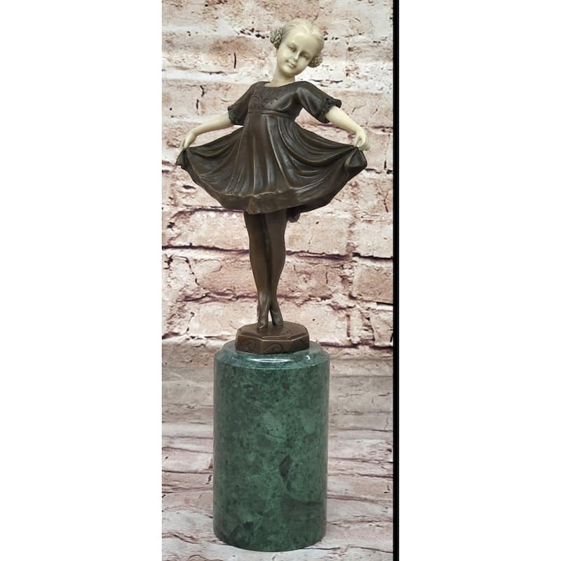 Handmade Art Bronze Resin Head Arms Ballerina Girl Sculpture By Preiss