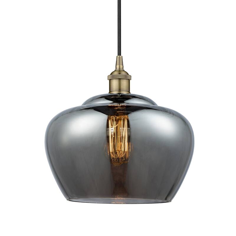 Innovations Lighting 616-1P-12-11-L Fenton Pendant Fenton 11" Wide - Antique Brass / Plated Smoke