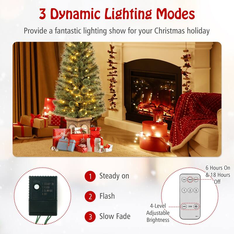Gymax 2 PCS 4 FT Pre-Lit Potted Christmas Tree Artificial Entrance
