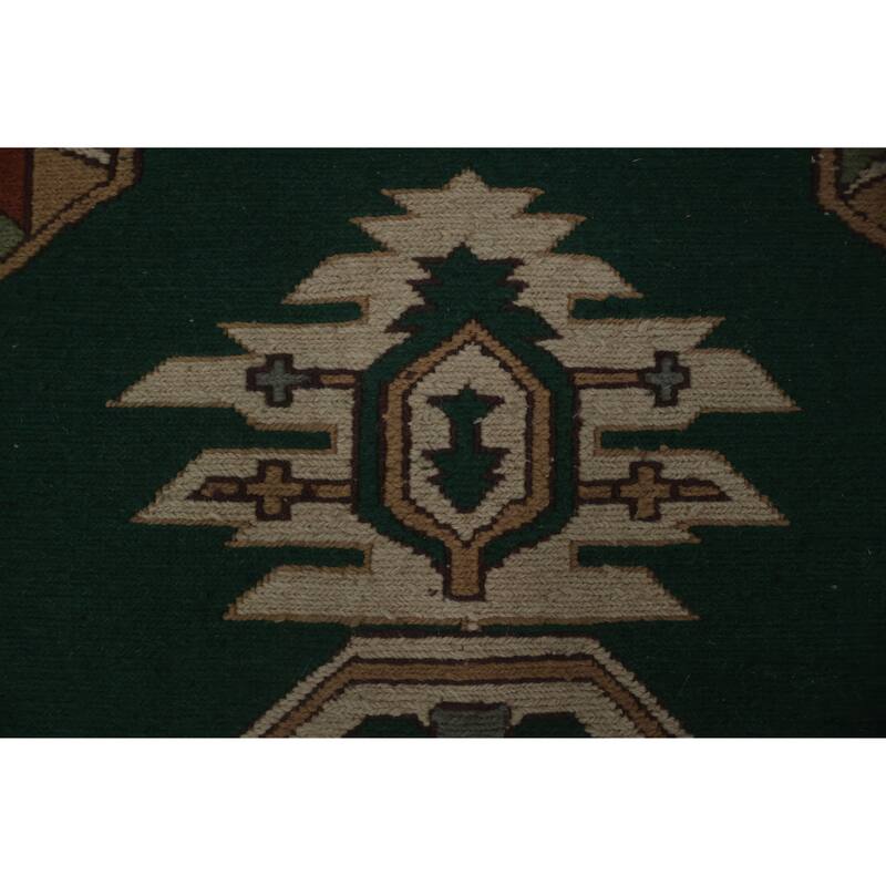 Hand Knotted Oriental 100% Wool Carpet Traditional Medallion Green Sumak Area Rug - 9' 10'' X 8' 0''