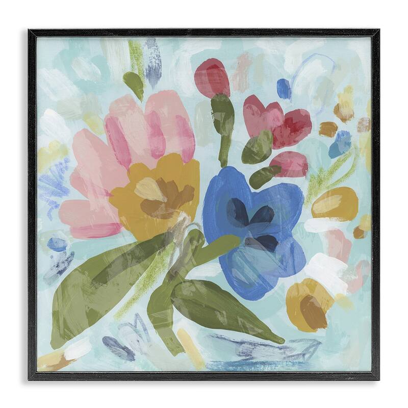 Stupell Stylish Pop Flowers Framed Giclee Art Design By June Erica Vess - 17 x 17 - Black