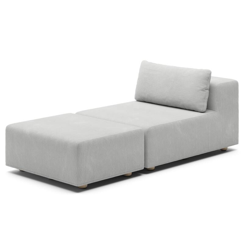 Jaxx Vada Outdoor Sun Lounger - Luxury Modular Chaise & Ottoman with Sunbrella Fabric and Waterproof Cover