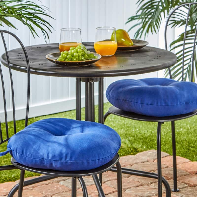 15-inch Round Outdoor Marine Blue Bistro Chair Cushions (Set of 2)