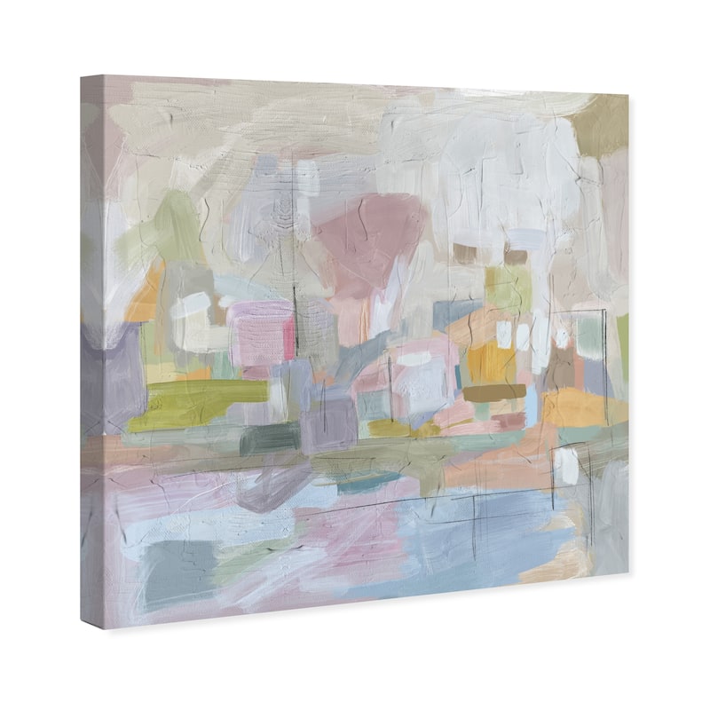Wynwood Studio Canvas Abstract Pastel Illusion White and Antique White Modern & Contemporary Wall Art Canvas Print