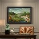 preview thumbnail 9 of 9, Pastoral Landscape with Stream Fisherman and Strollers c 1875-1880-Henri Rousseau-Custom Framed Canvas