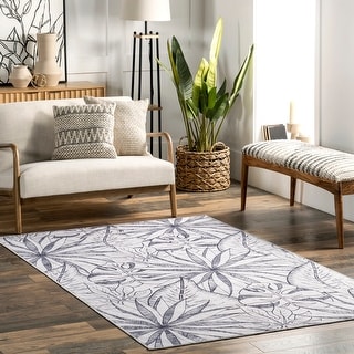 Nuloom Emilia SpinClean Tropical Machine Washable Reverisble Area Rug