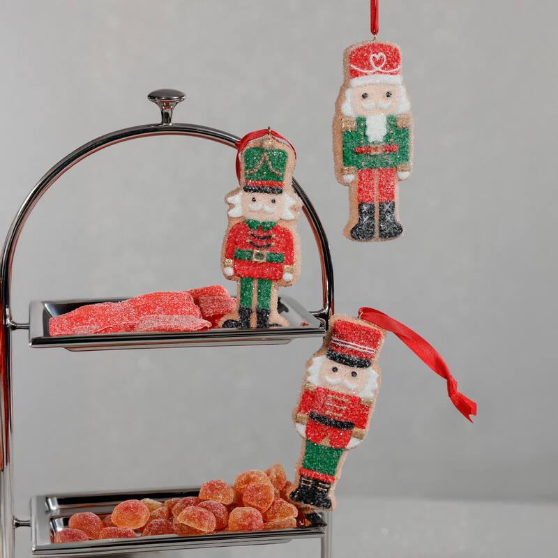 Assorted Cookie Christmas Ornaments, 6 Hanging Pieces (2 Sets of 3), Soldier