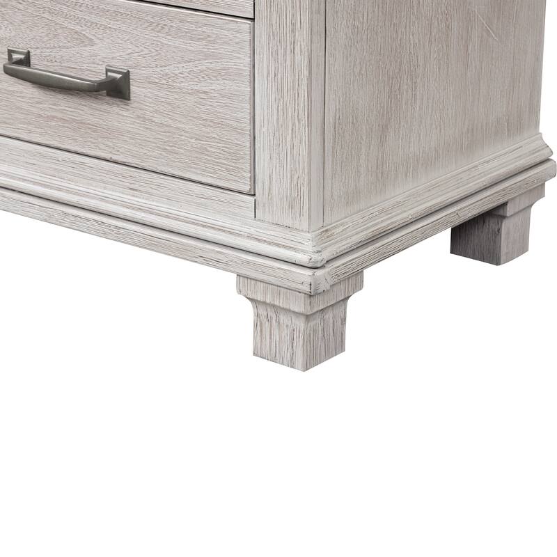 Furniture of America Eleanor Modern Rustic 4-Piece Weathered Grey Wood Panel Bedroom Set with Dentil Molding