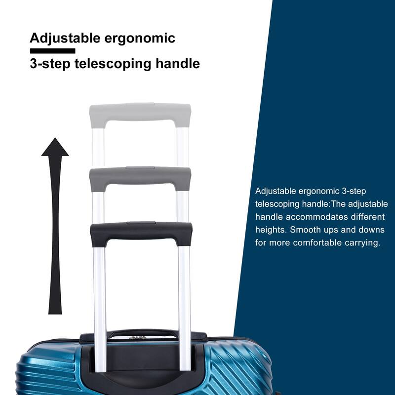3 Piece Luggage Sets PC+ABS Lightweight Suitcase with Two Hooks, Spinner Wheels, (20/24/28)