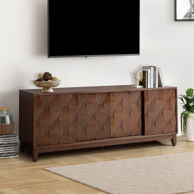 August Modern Media Console TV Stand with 2 Drawers and Sliding Doors for TVs up to 78" by HULALA HOME
