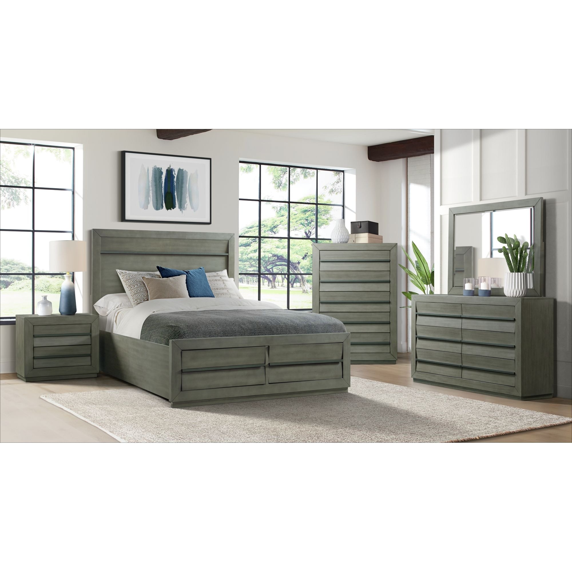 Picket House Furnishings Cosmo Queen Storage 5pc Bedroom Set In Grey
