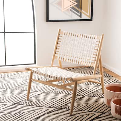SAFAVIEH Soleil Rosina Leather Woven Accent Chair - 26" W x 31.5" L x 30.7" H - 26Wx31Dx31H