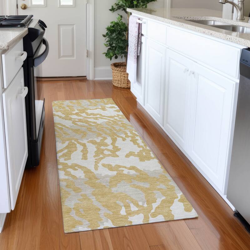 Premium Washable Super Soft Modern Tiger Mayfield Rug - Gold - 2'3" x 7'6"